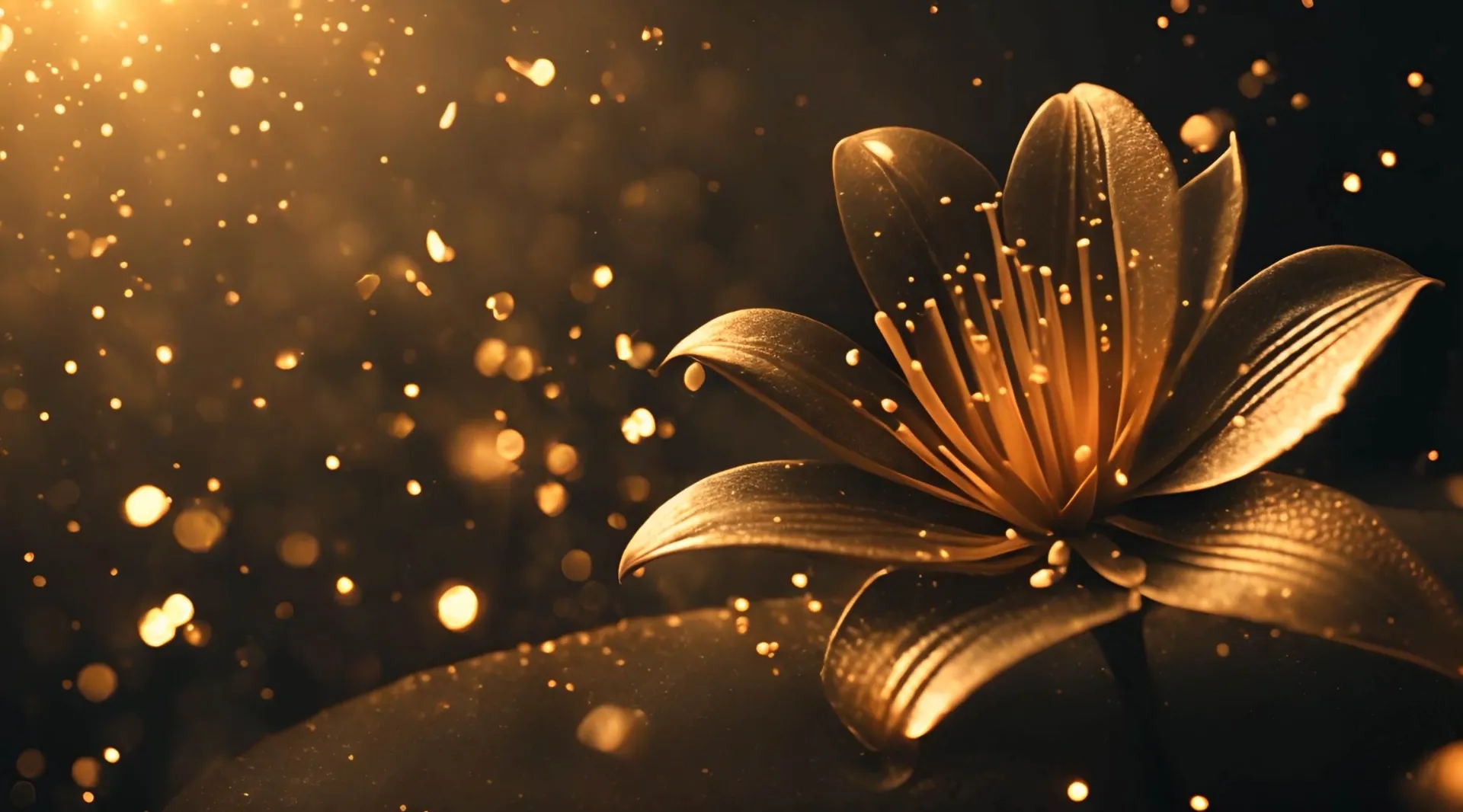 Majestic Golden Flower with Sparkling Effects Animation